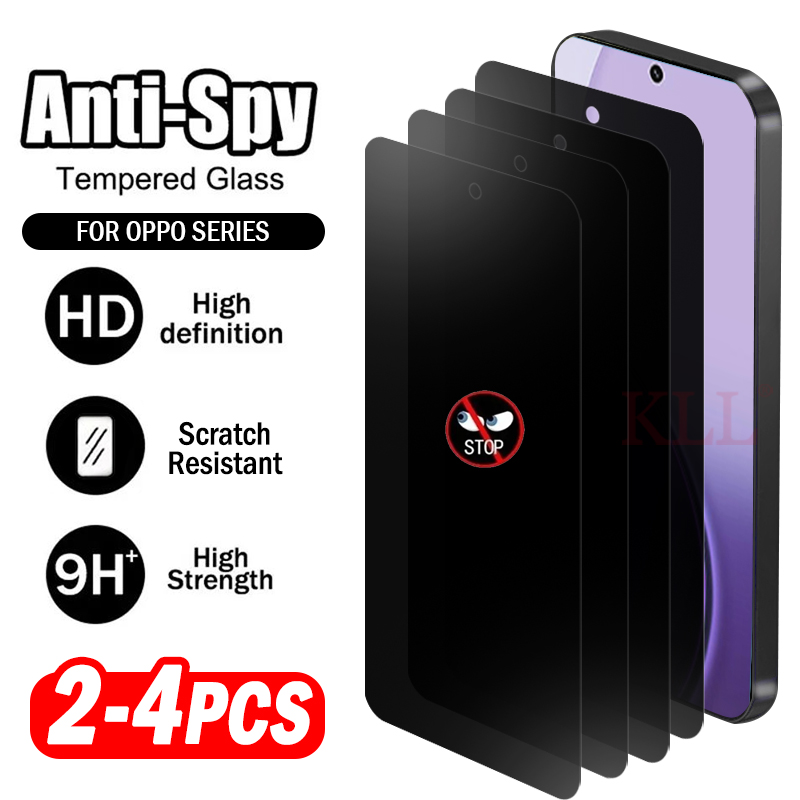 Oppo Reno 12 - 2-4 Buah Kaca Tempered Pelindung Privasi